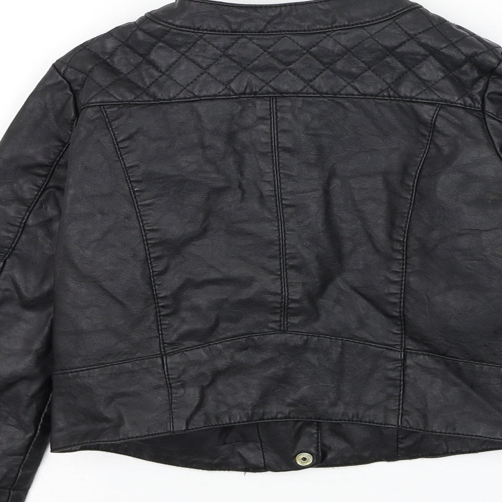 H&M Girls Black Biker Jacket Size 3-4 Years Zip