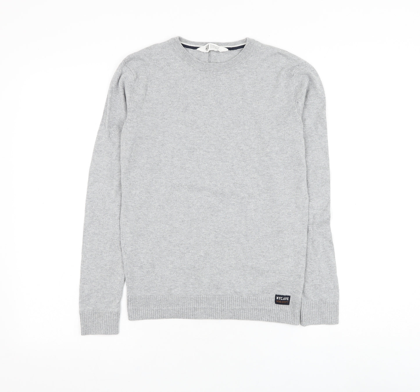 H&M Boys Grey Round Neck Cotton Pullover Jumper Size 10-11 Years Pullover