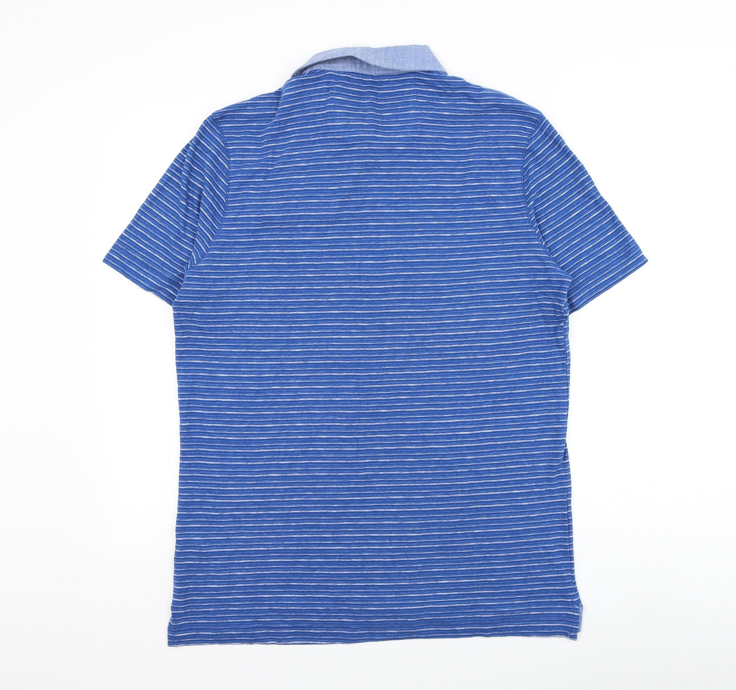 Banana Republic Mens Blue Striped Cotton Polo Size M Collared Button