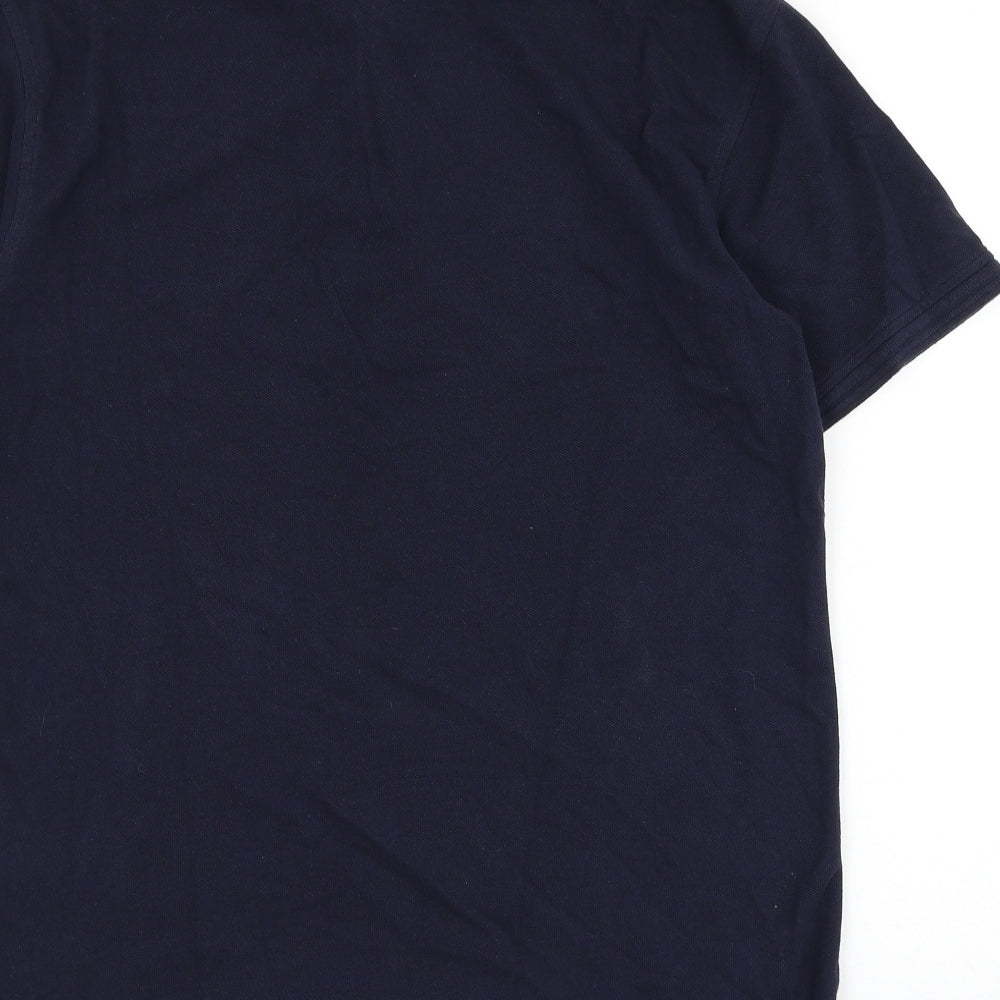 Signature by Levi Strauss & Co. Mens Blue Striped Cotton Polo Size M Collared Button