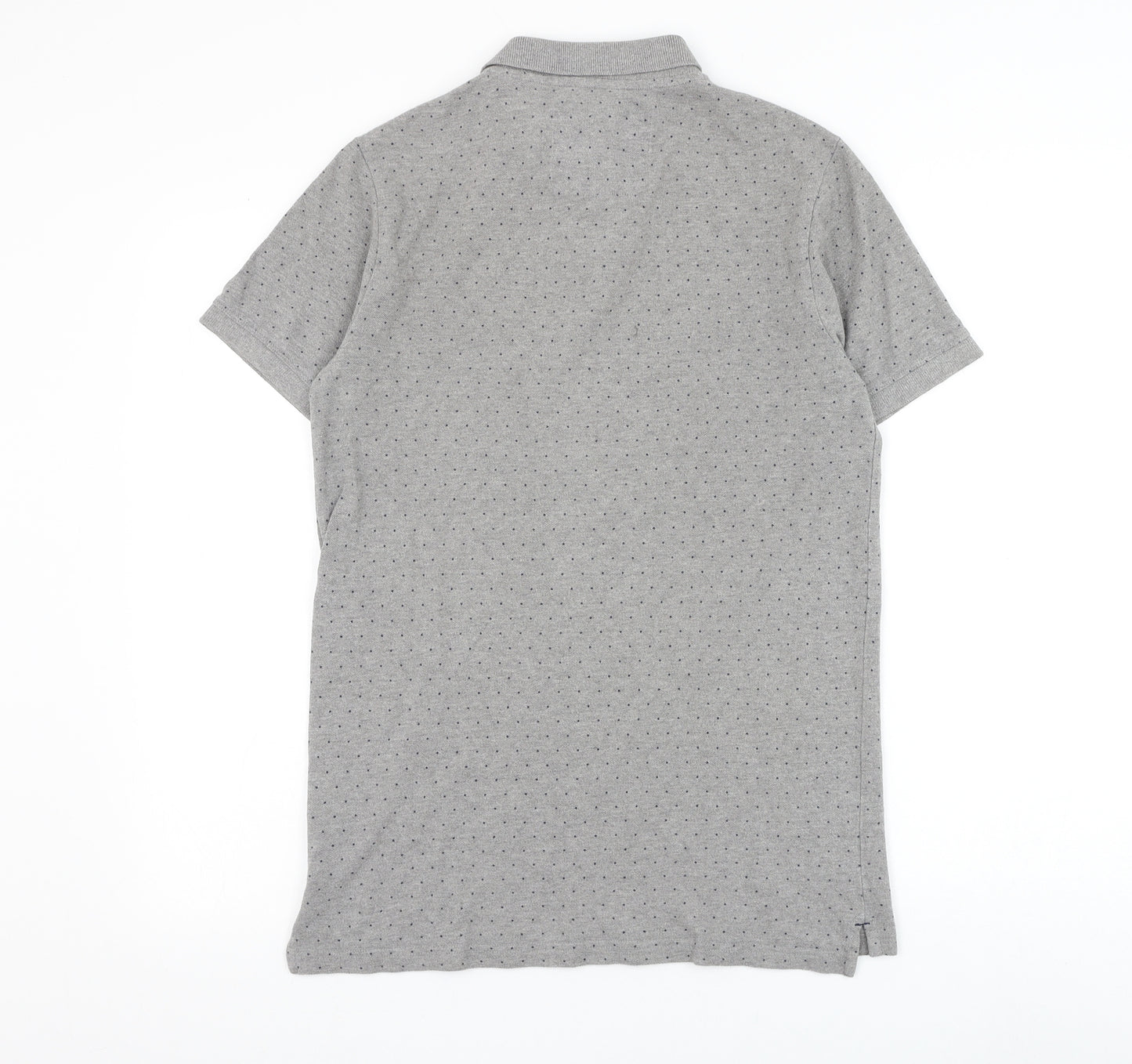 Jack Wills Mens Grey Polka Dot Cotton Polo Size S Collared Button