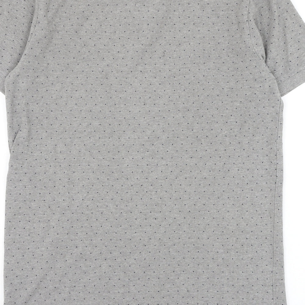 Jack Wills Mens Grey Polka Dot Cotton Polo Size S Collared Button
