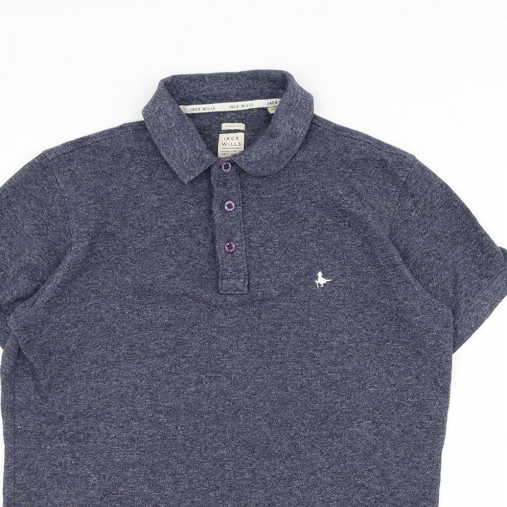 Jack Wills Mens Blue Cotton Polo Size S Collared Button