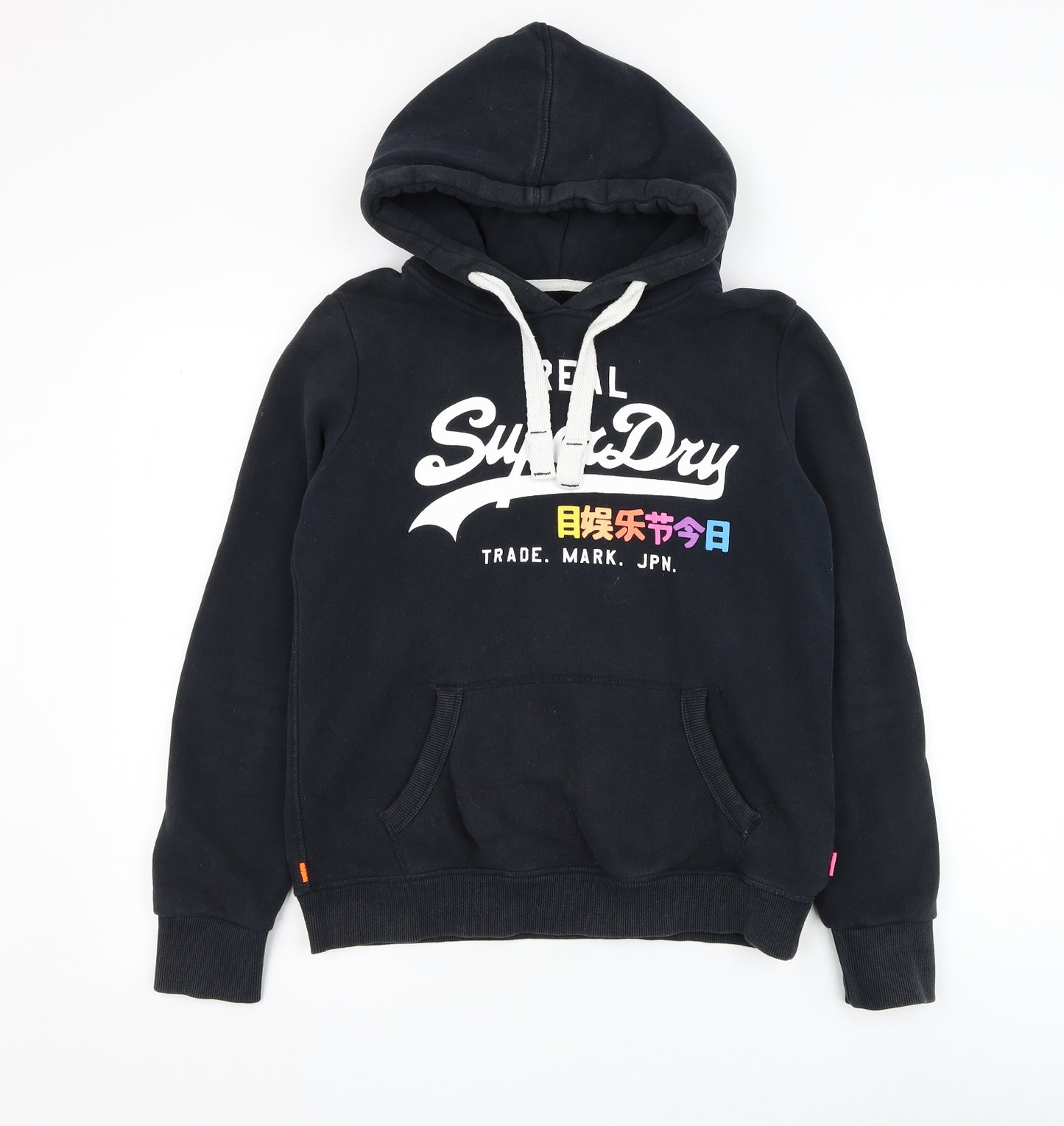 Superdry Womens Black Cotton Pullover Hoodie Size 12 Pullover