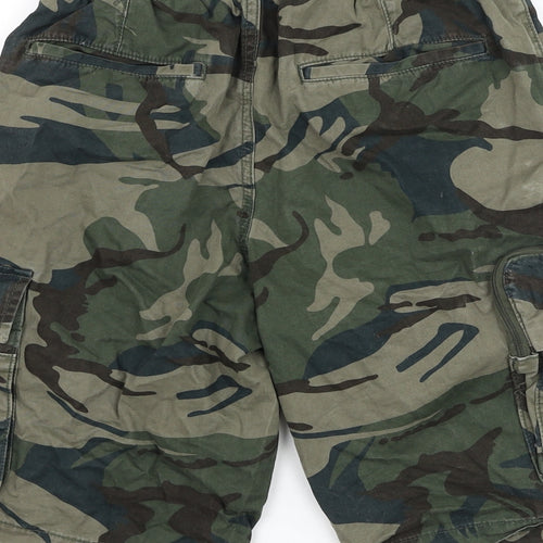 George Mens Green Camouflage Cotton Cargo Shorts Size XS L10 in Regular Drawstring