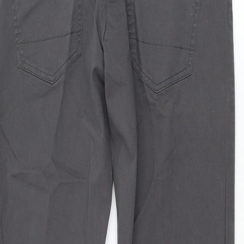 Dunnes Stores Mens Grey Cotton Trousers Size 34 in L28 in Regular Zip