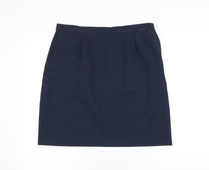Sperrin Womens Blue Polyester A-Line Skirt Size 34 in Zip