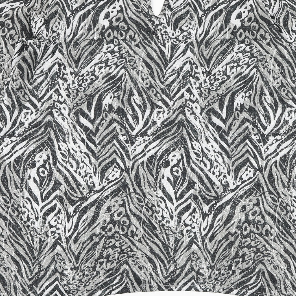 Debenhams Womens Grey Animal Print Polyester Basic Blouse Size 16 V-Neck