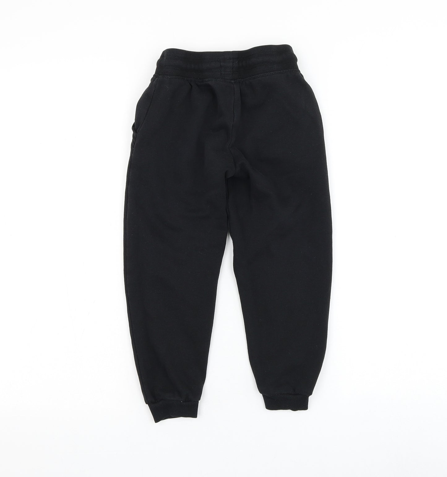 Primark Boys Black Cotton Jogger Trousers Size 5-6 Years Regular Drawstring