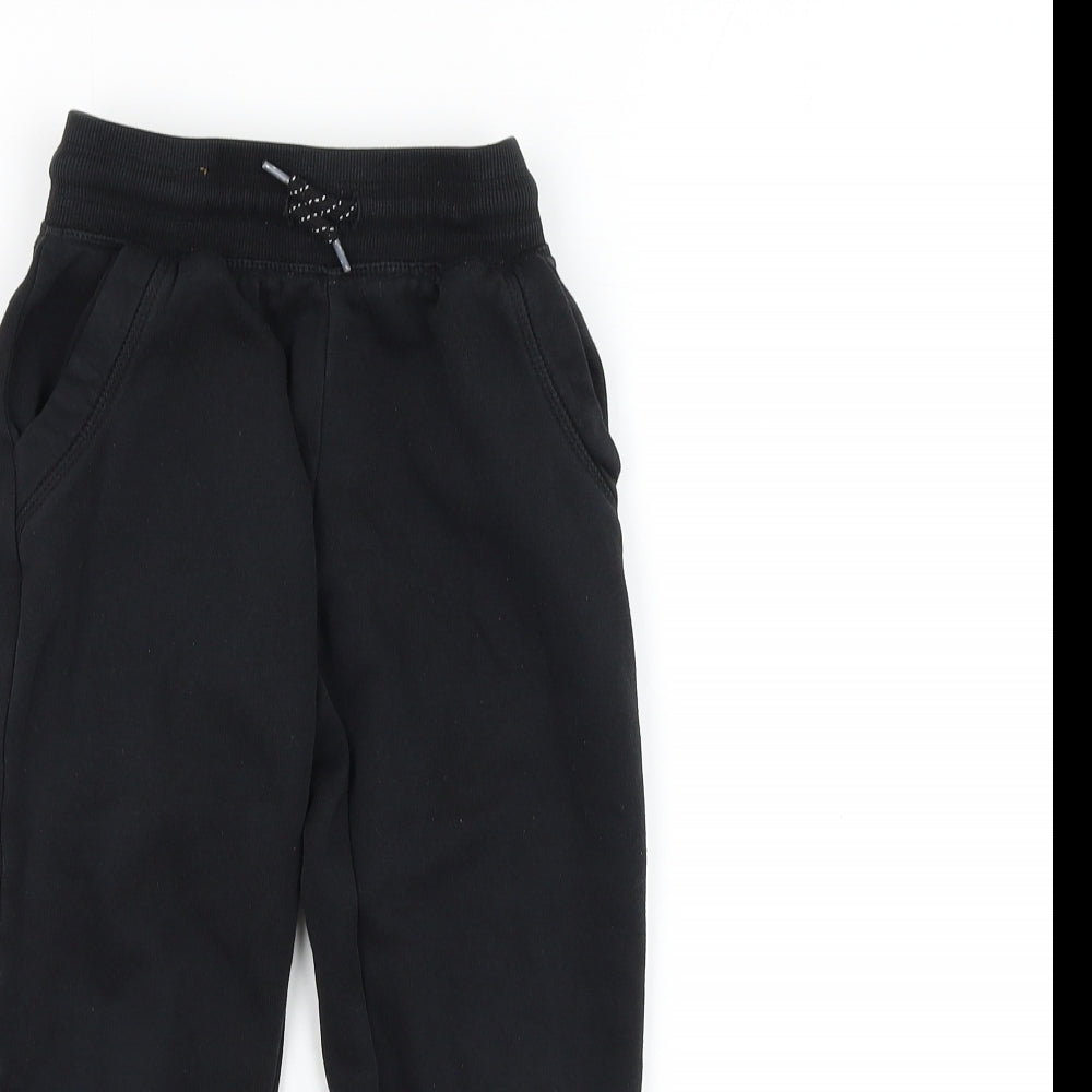 Primark Boys Black Cotton Jogger Trousers Size 5-6 Years Regular Drawstring