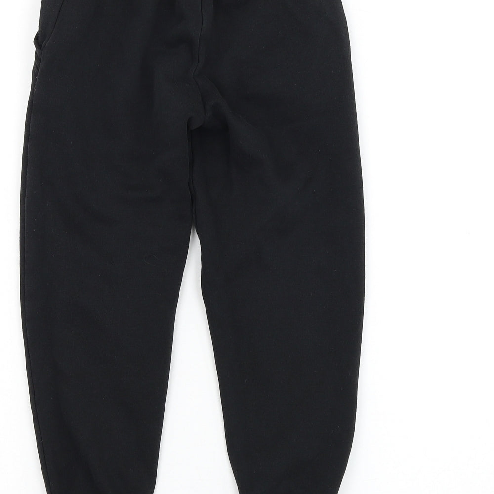 Primark Boys Black Cotton Jogger Trousers Size 5-6 Years Regular Drawstring