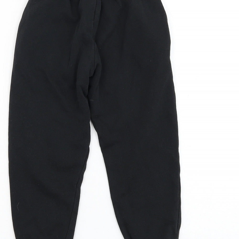 Primark Boys Black Cotton Jogger Trousers Size 5-6 Years Regular Drawstring