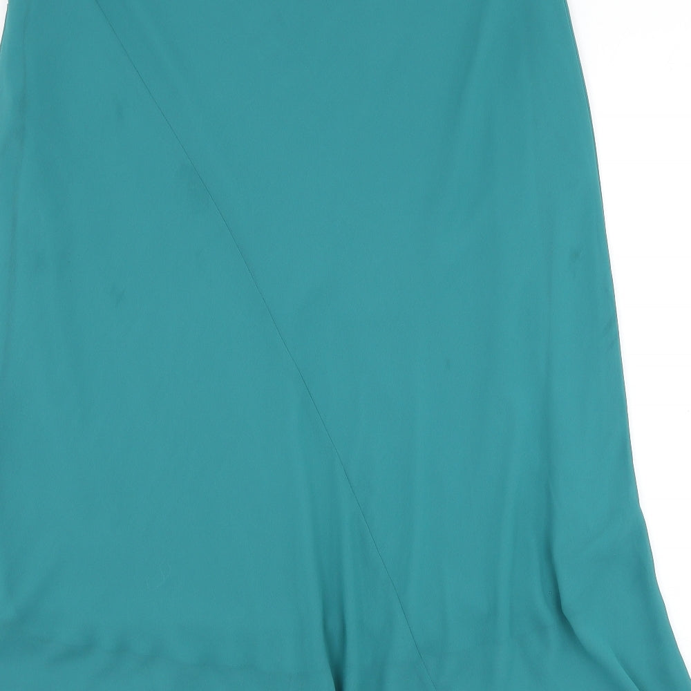 Preworn Womens Green Polyester Flare Skirt Size 34 in