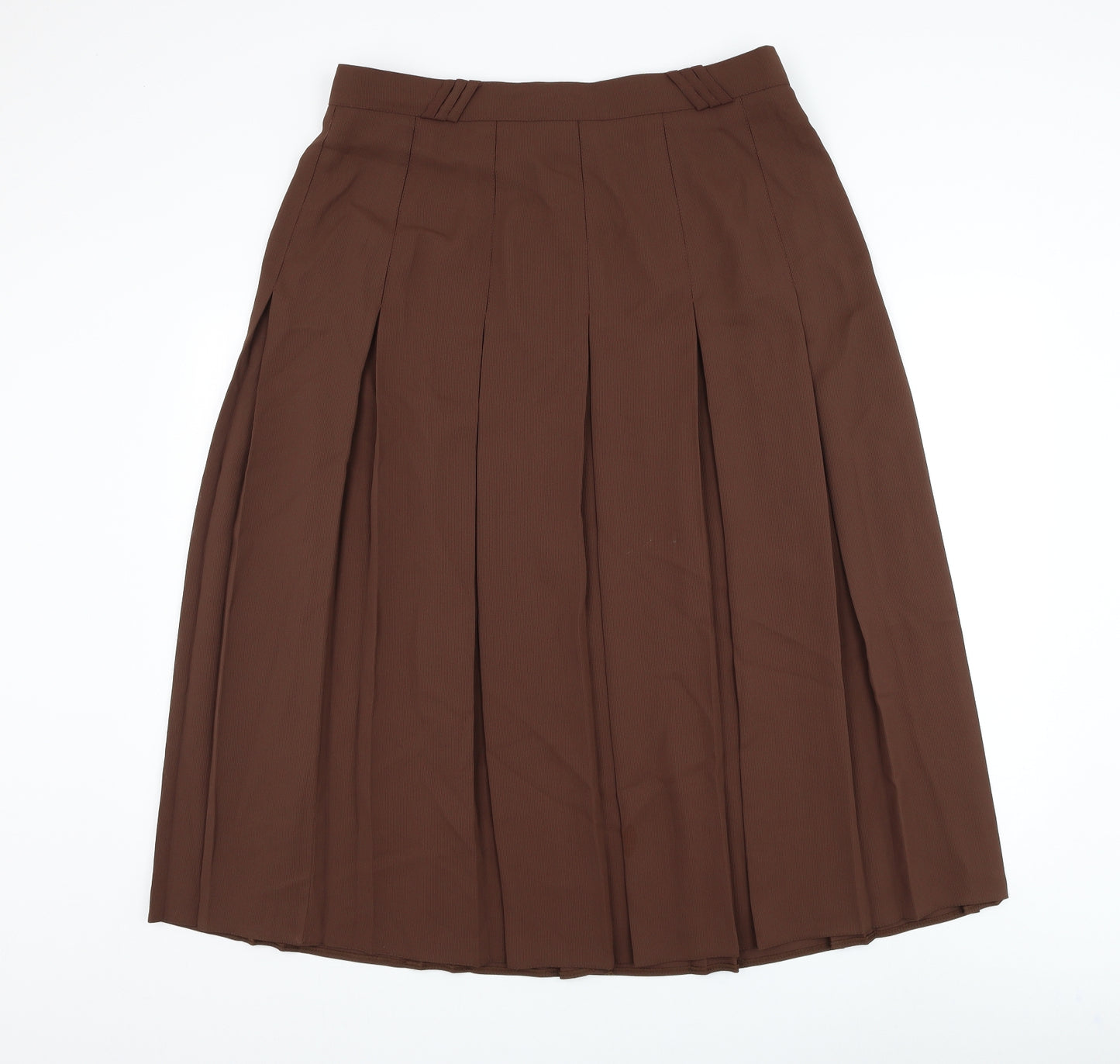 Preworn Womens Brown Polyester Pleated Skirt Size 36 Zip