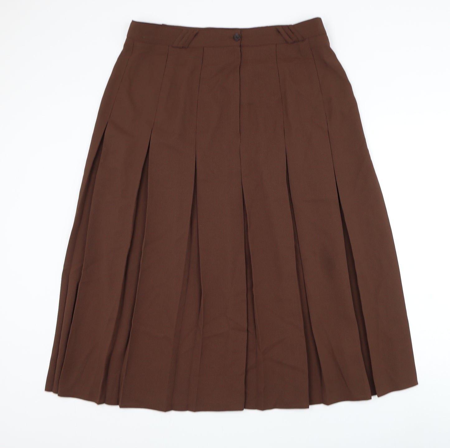 Preworn Womens Brown Polyester Pleated Skirt Size 36 Zip