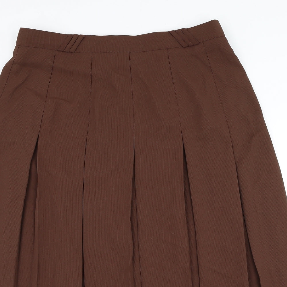Preworn Womens Brown Polyester Pleated Skirt Size 36 Zip
