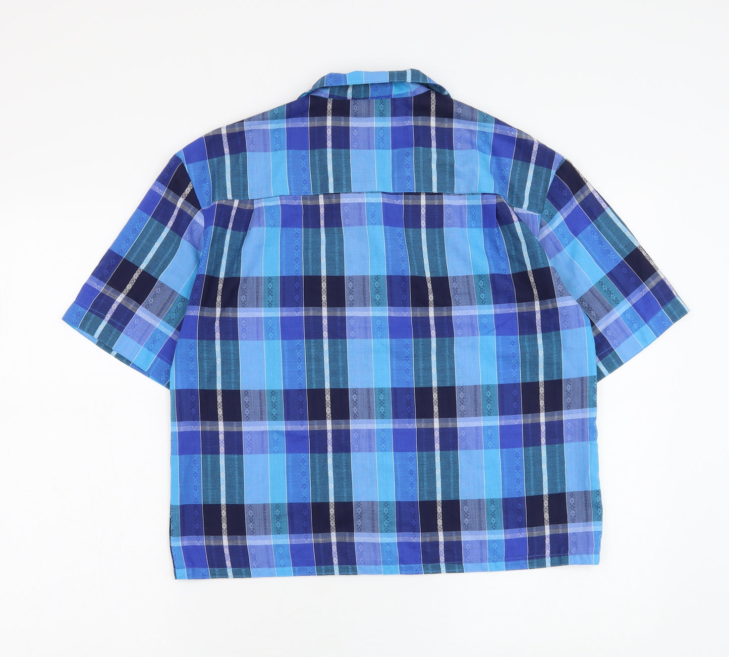 Viyella Womens Blue Plaid Polyester Basic Button-Up Size 10 Collared