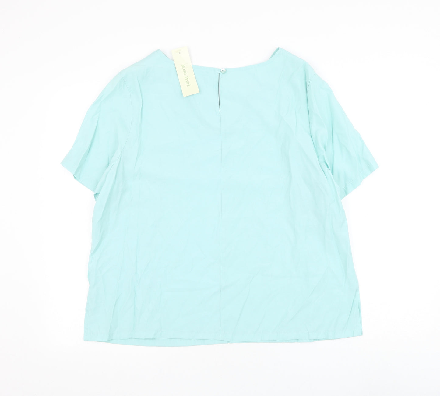 Rose Pearl Womens Blue Viscose Basic Blouse Size 18 V-Neck - Flower