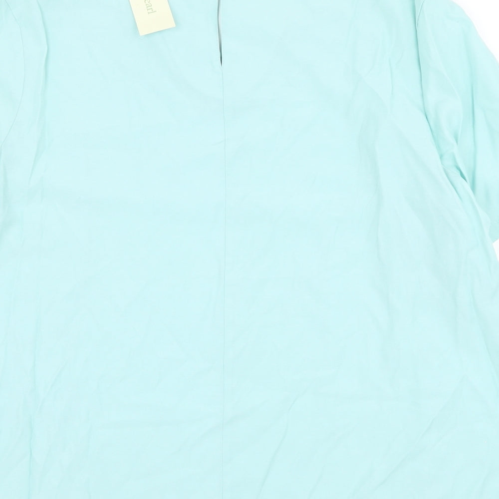 Rose Pearl Womens Blue Viscose Basic Blouse Size 18 V-Neck - Flower