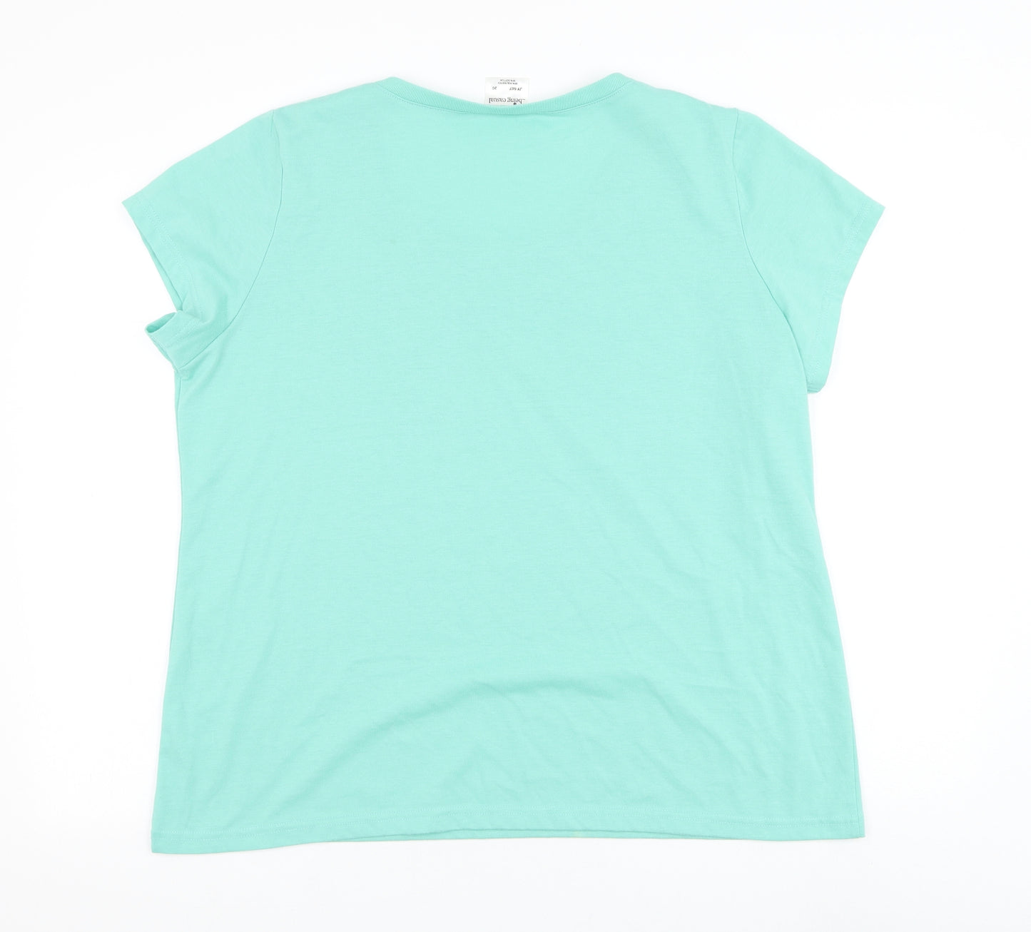 Being Casual Womens Green Polyester Basic T-Shirt Size 20 Scoop Neck - Butterfly