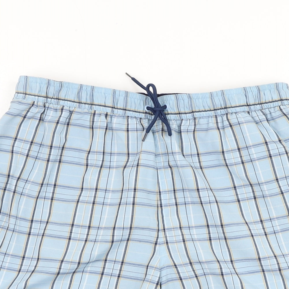 Cherokee Mens Blue Check Polyester Bermuda Shorts Size M L6 in Regular Drawstring