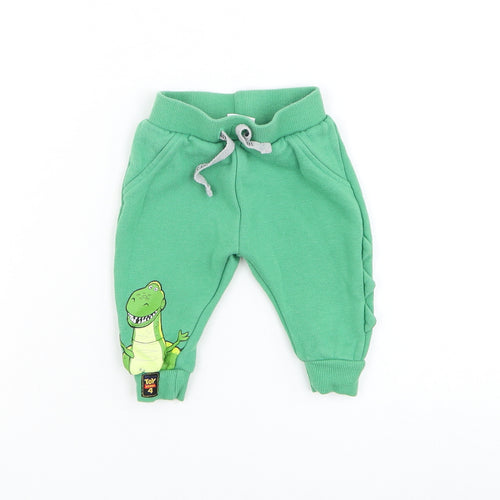 Primark Boys Green Cotton Jogger Trousers Size 3-6 Months Drawstring - Toy Story