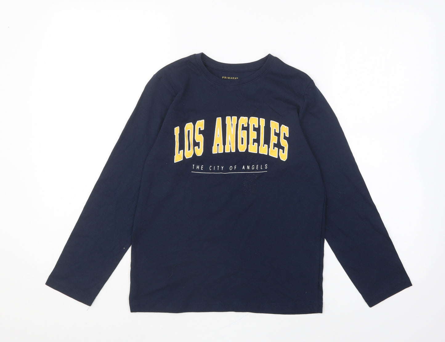 Primark Boys Blue Cotton Basic T-Shirt Size 9-10 Years Round Neck Pullover - Los Angeles