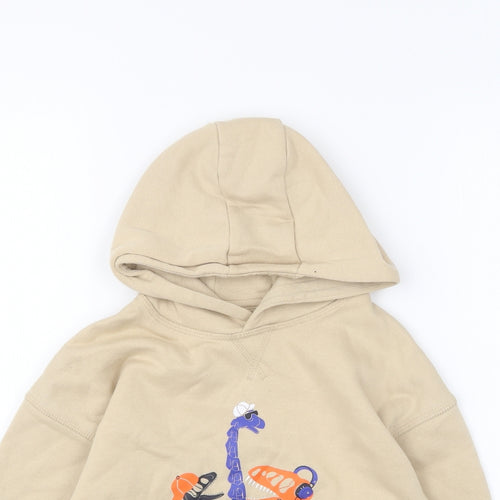 Primark Boys Beige Cotton Pullover Hoodie Size 5-6 Years Pullover - Dinosaurs
