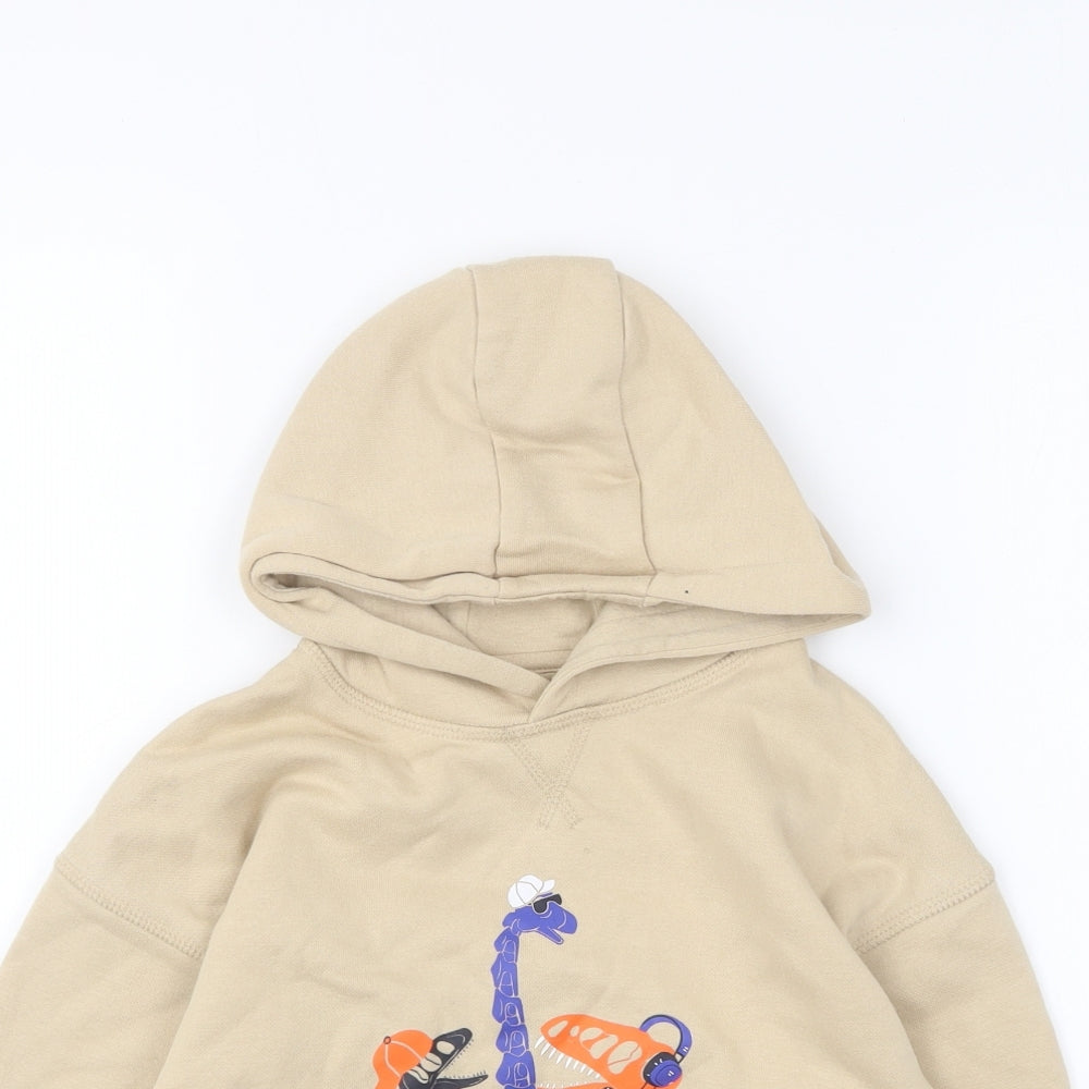 Primark Boys Beige Cotton Pullover Hoodie Size 5-6 Years Pullover - Dinosaurs