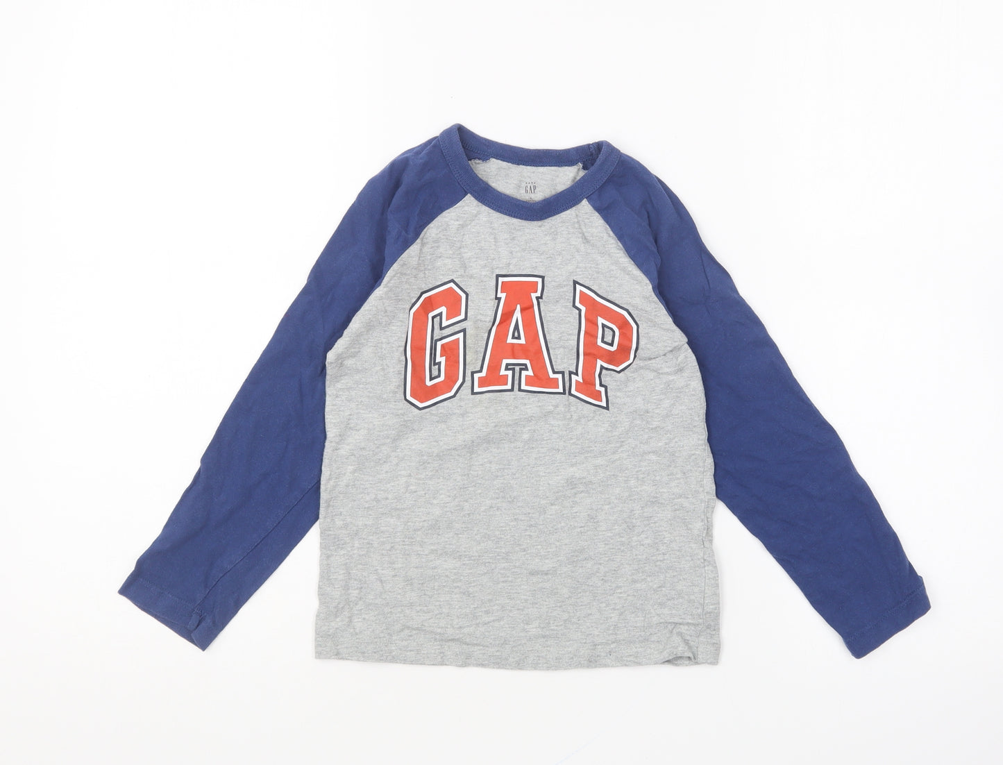 Gap Boys Grey Cotton Basic T-Shirt Size 5 Years Round Neck Pullover