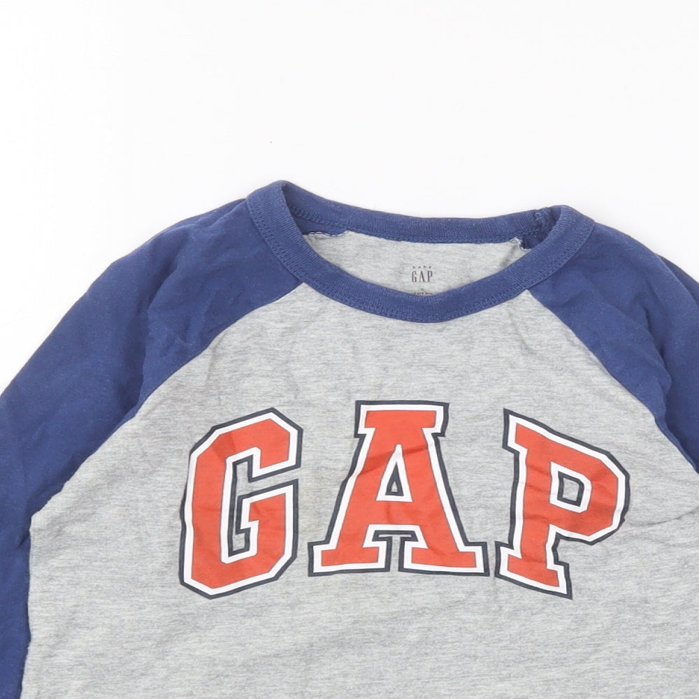 Gap Boys Grey Cotton Basic T-Shirt Size 5 Years Round Neck Pullover