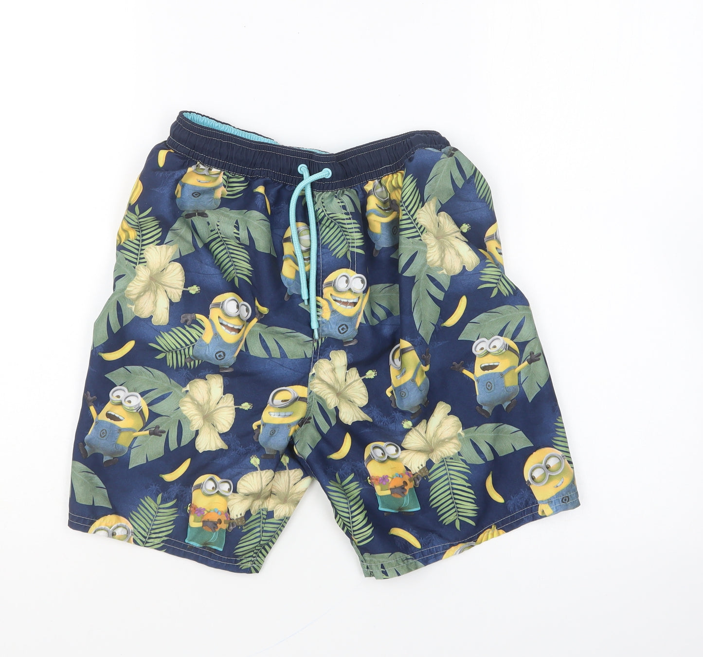 NEXT Boys Multicoloured Geometric Polyester Sweat Shorts Size 11 Years Regular Drawstring - Minion Swim Shorts