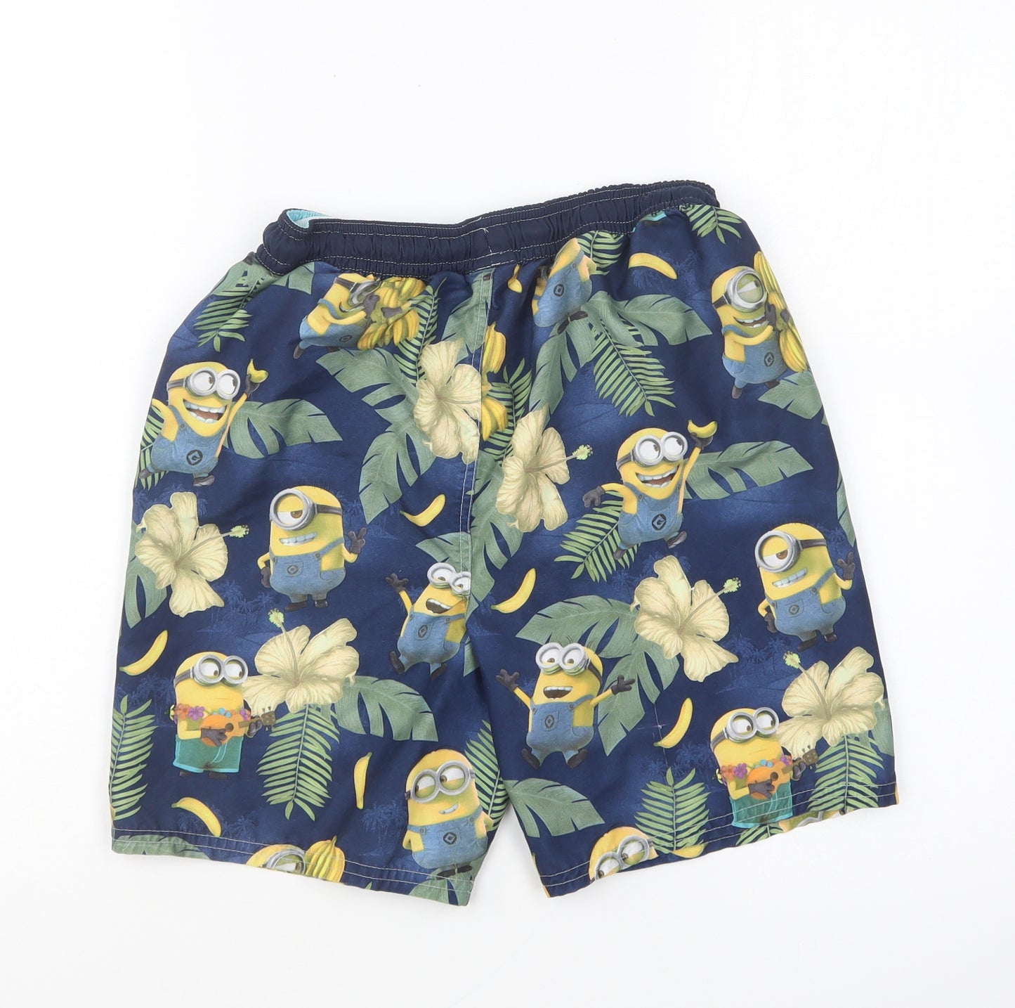 NEXT Boys Multicoloured Geometric Polyester Sweat Shorts Size 11 Years Regular Drawstring - Minion Swim Shorts