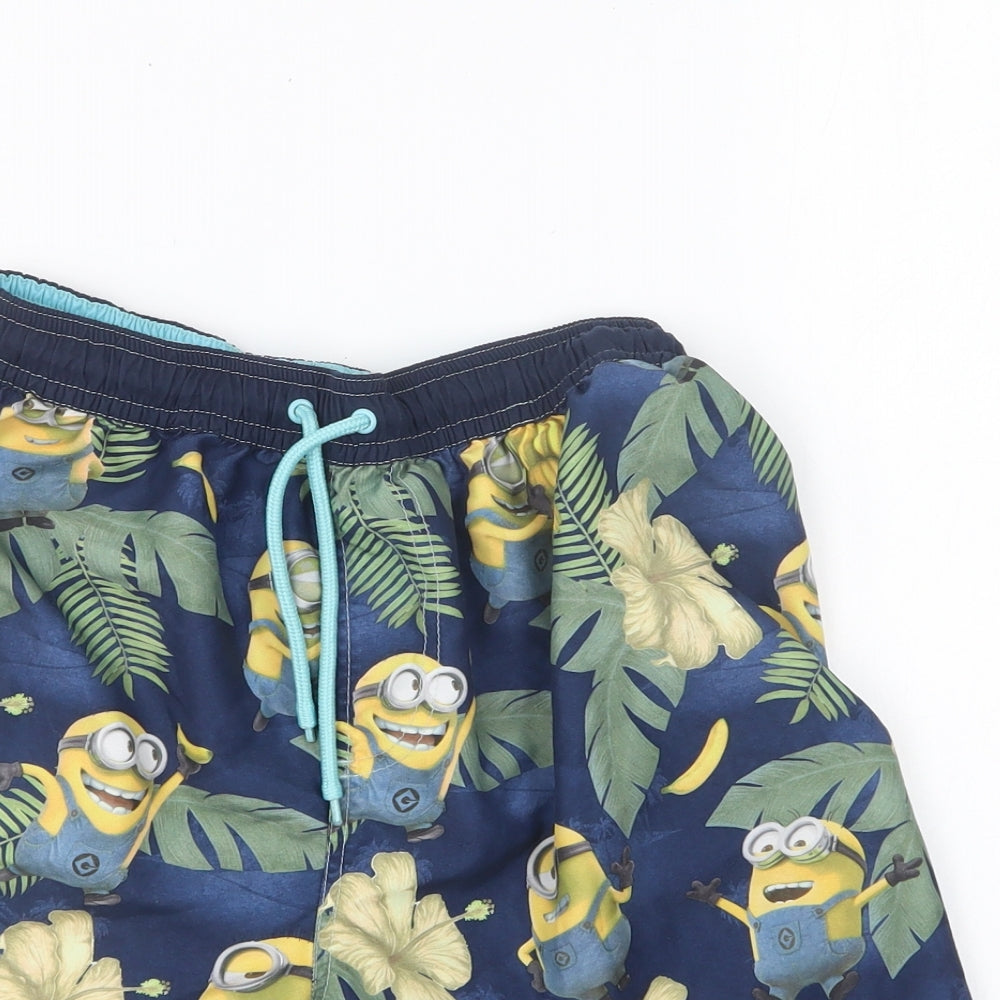 NEXT Boys Multicoloured Geometric Polyester Sweat Shorts Size 11 Years Regular Drawstring - Minion Swim Shorts