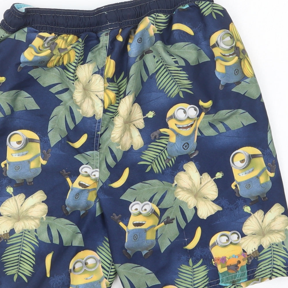 NEXT Boys Multicoloured Geometric Polyester Sweat Shorts Size 11 Years Regular Drawstring - Minion Swim Shorts