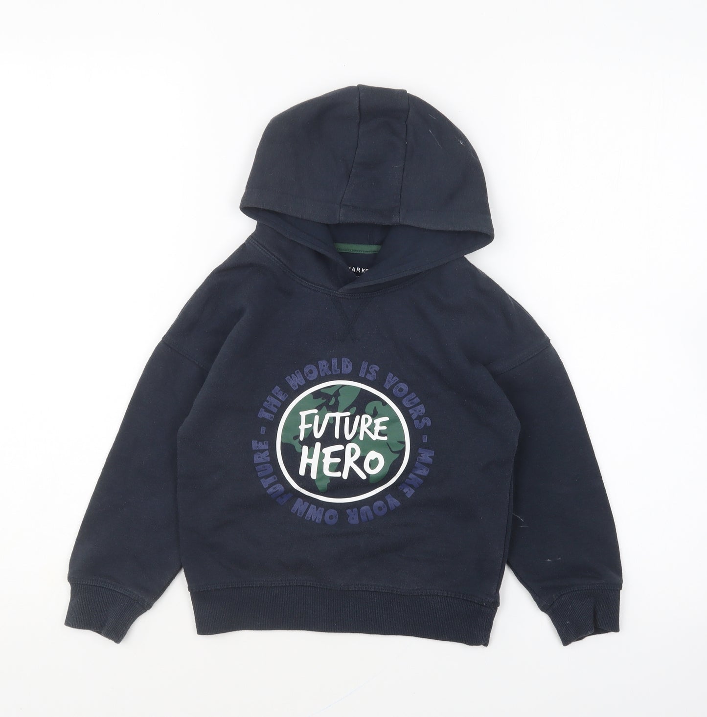 Primark Boys Blue Cotton Pullover Hoodie Size 4-5 Years Pullover - Future Hero