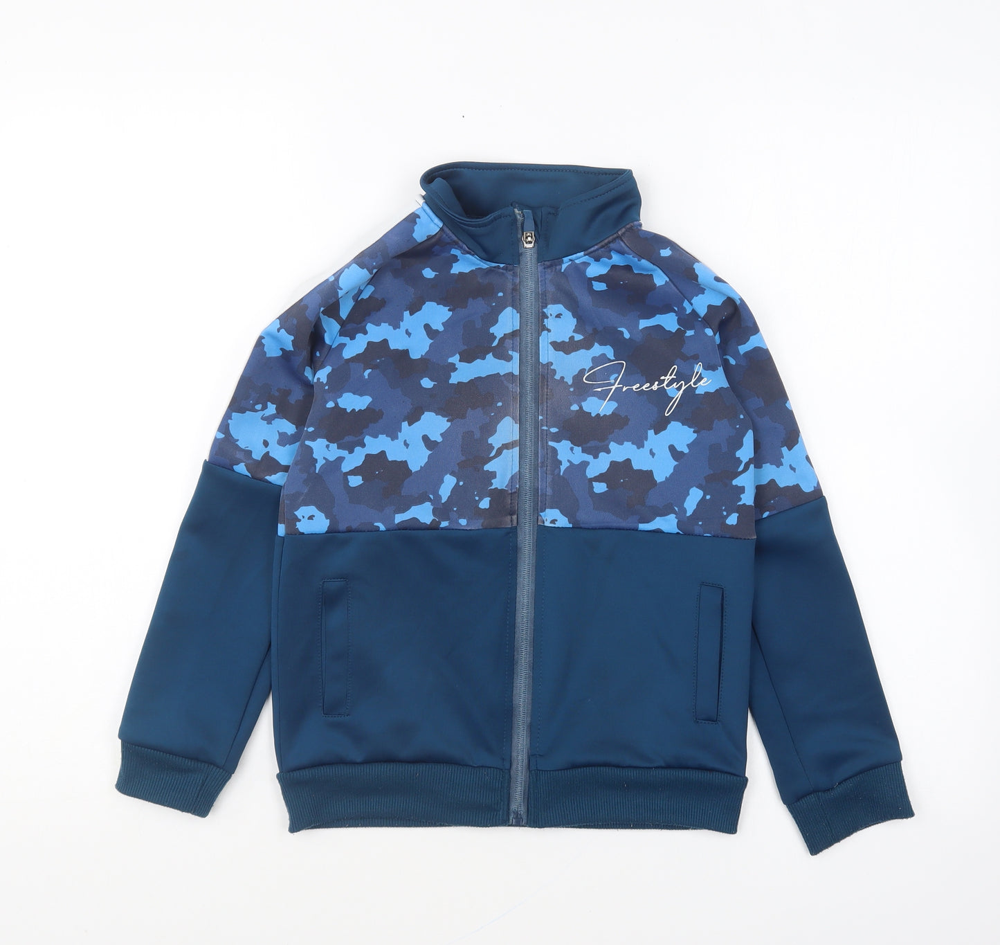 PEP&CO Boys Blue Camouflage Cotton Full Zip Sweatshirt Size 8-9 Years Zip