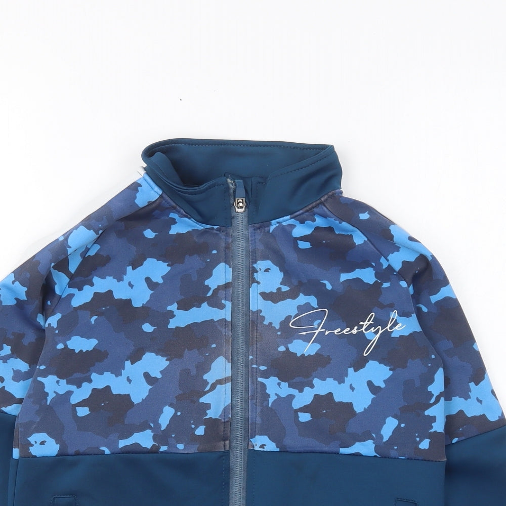 PEP&CO Boys Blue Camouflage Cotton Full Zip Sweatshirt Size 8-9 Years Zip