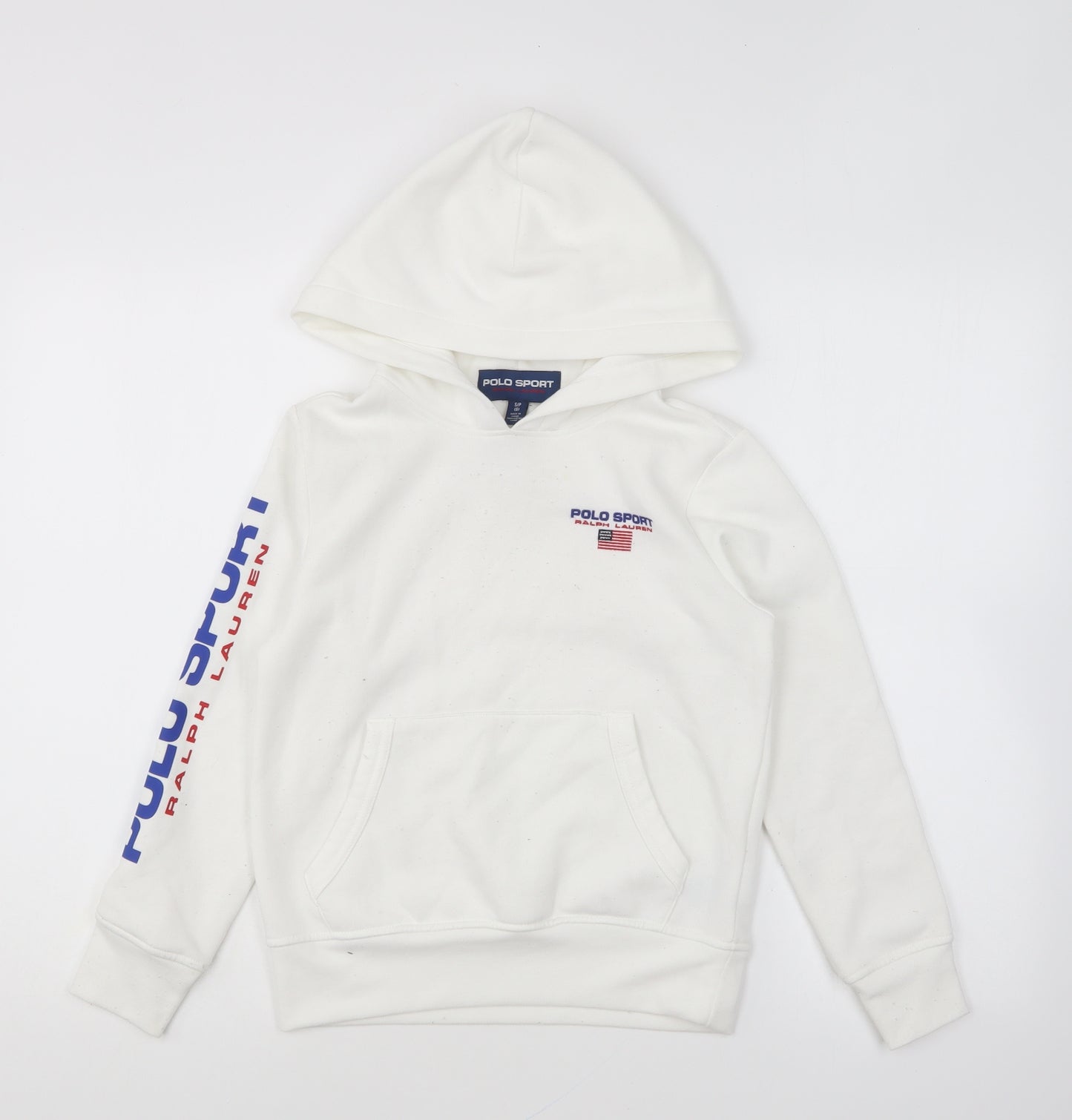 Ralph Lauren Boys White Cotton Pullover Hoodie Size 8 Years Pullover