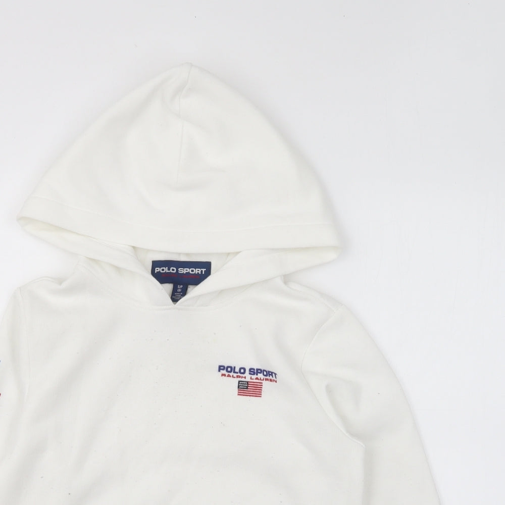 Ralph Lauren Boys White Cotton Pullover Hoodie Size 8 Years Pullover