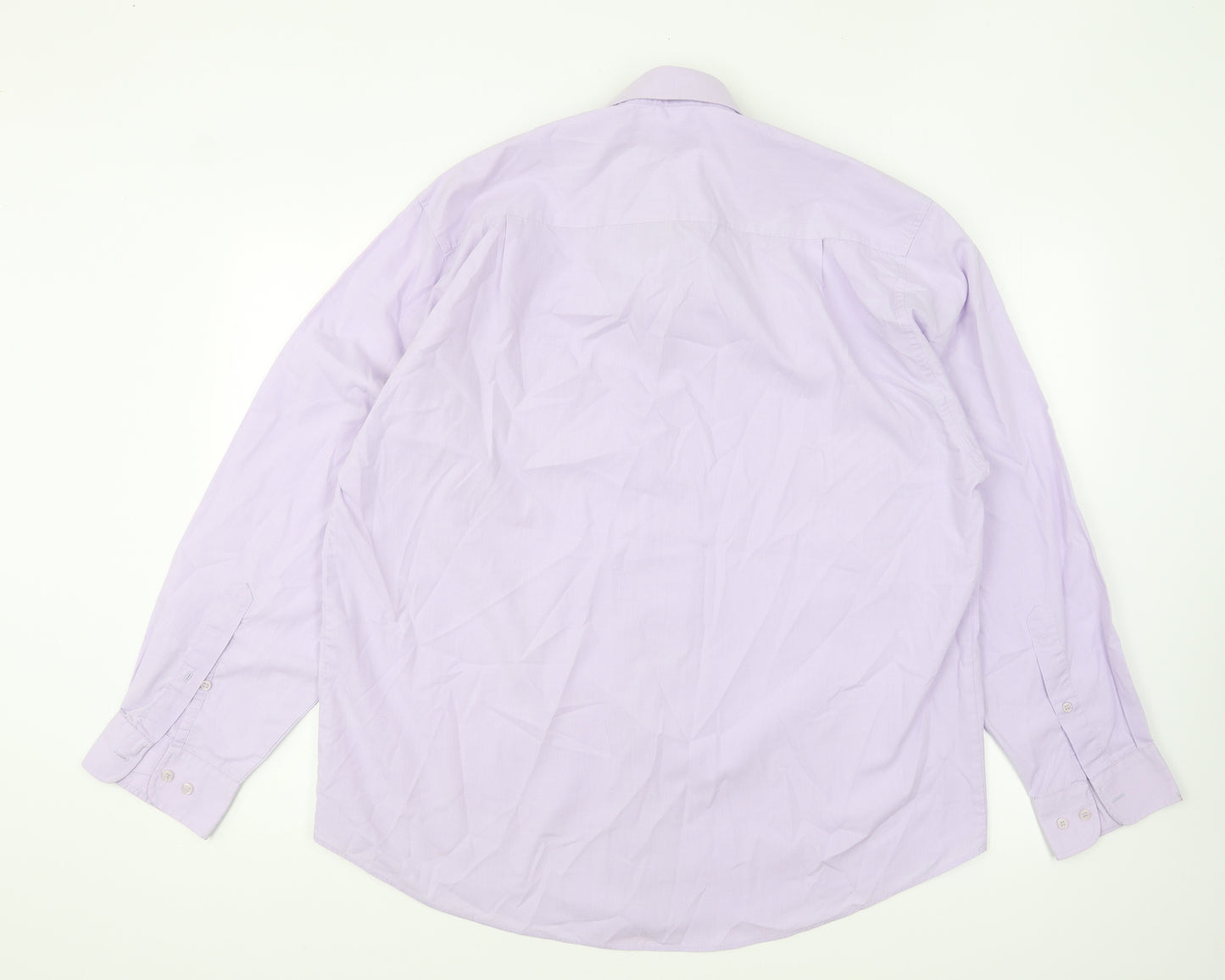 Precision Mens Purple Polyester Button-Up Size 16 Collared Button