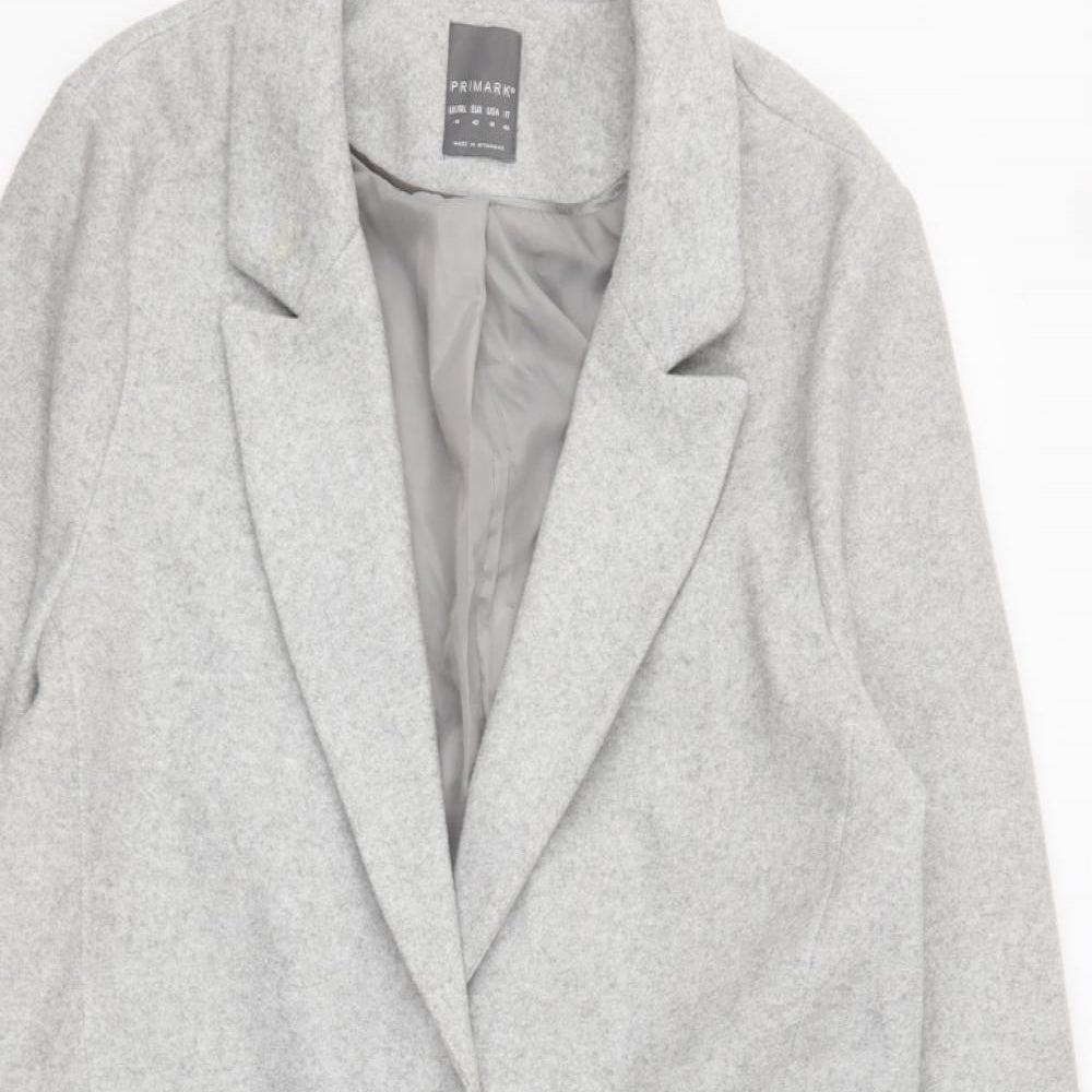 Primark Womens Grey Overcoat Coat Size 14 Button