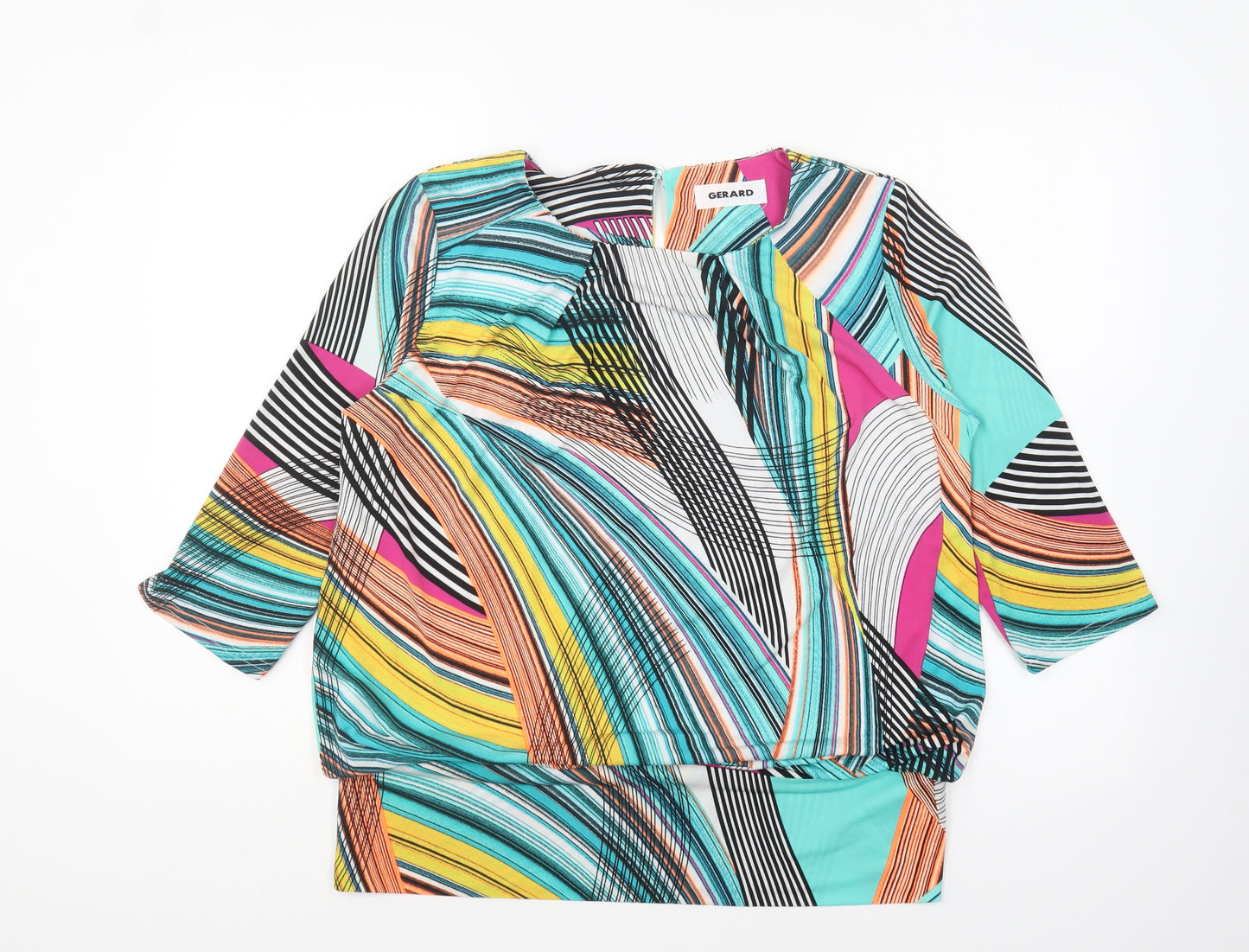 Gerard Womens Multicoloured Geometric Polyester Basic Blouse Size 14 Round Neck