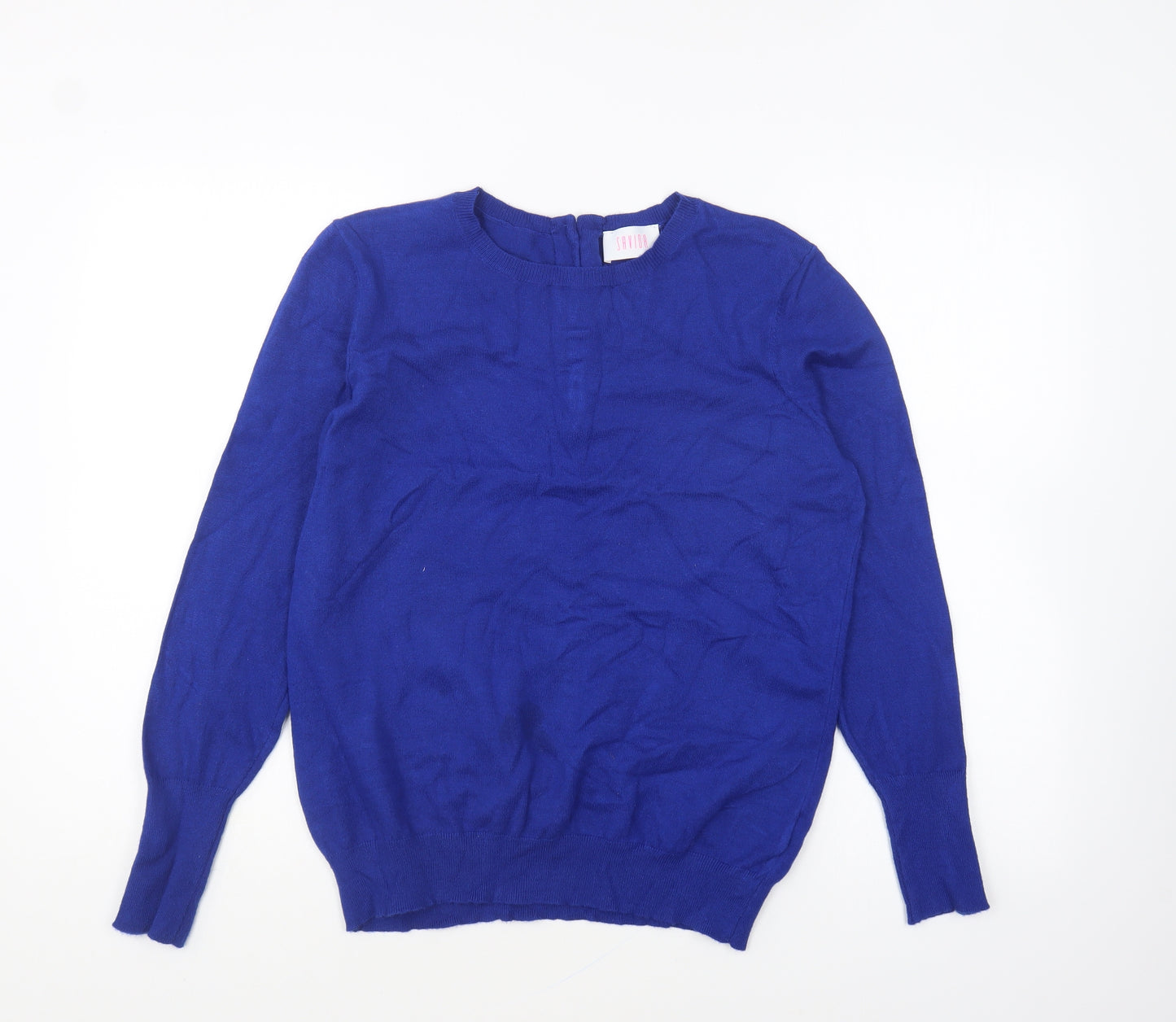Savida Womens Blue Round Neck Viscose Pullover Jumper Size L