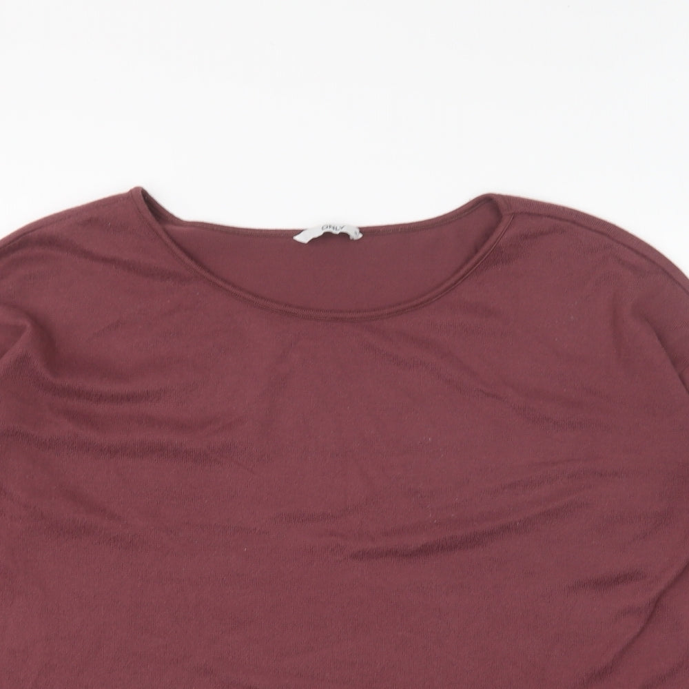 Only Womens Purple Round Neck Polyester Pullover Jumper Size M