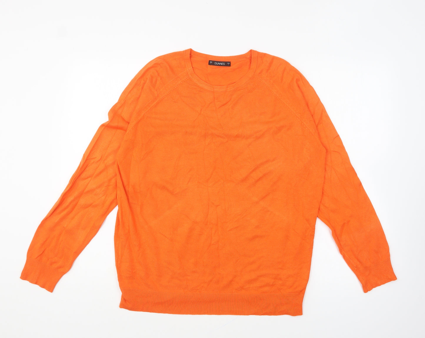 Dunnes Stores Womens Orange Round Neck Polyester Pullover Jumper Size L
