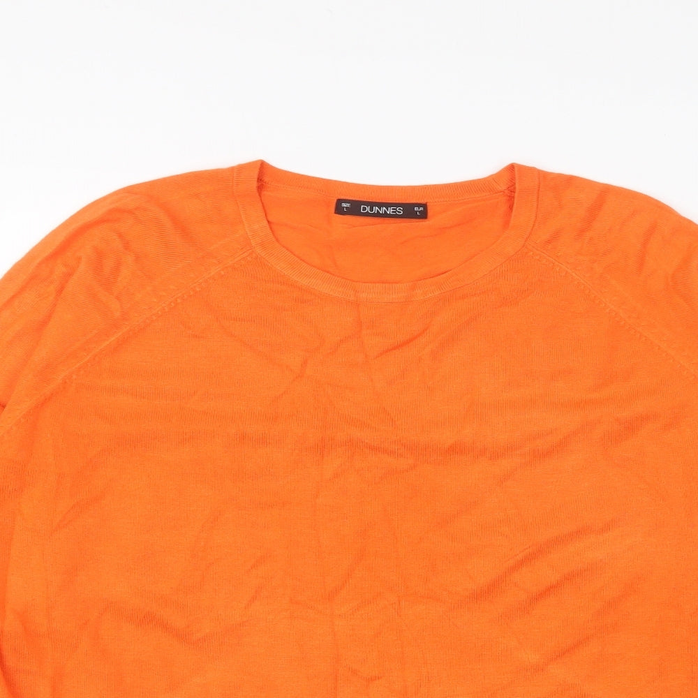 Dunnes Stores Womens Orange Round Neck Polyester Pullover Jumper Size L