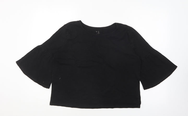 Gap Womens Black Cotton Basic Blouse Size M Round Neck