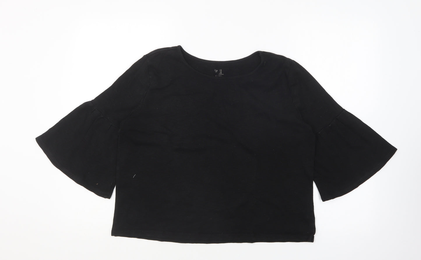 Gap Womens Black Cotton Basic Blouse Size M Round Neck