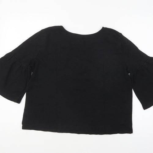 Gap Womens Black Cotton Basic Blouse Size M Round Neck